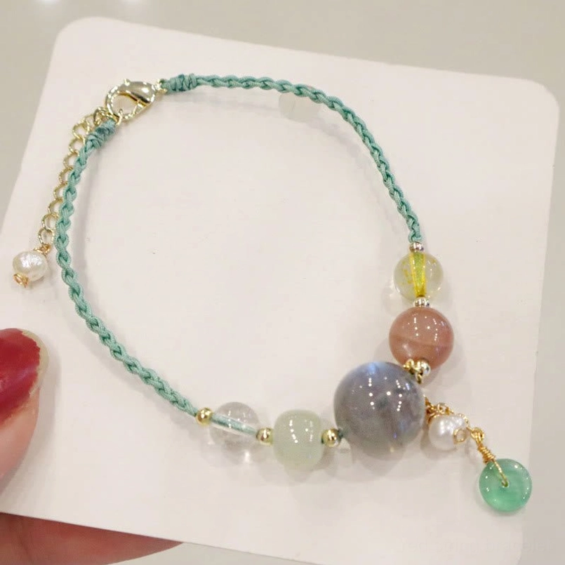 Yellow rope moonstone sunstone bracelet prosperity abundance fortune charm