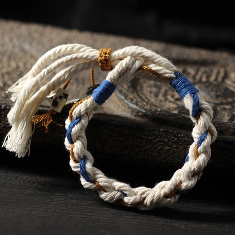Zakiram prosperity bracelet with protective copper elements and natural cotton string for wealth attraction