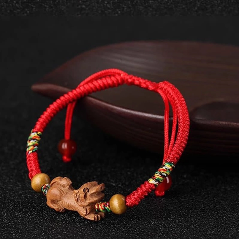 Zodiac bracelet red cord agate pendants handmade