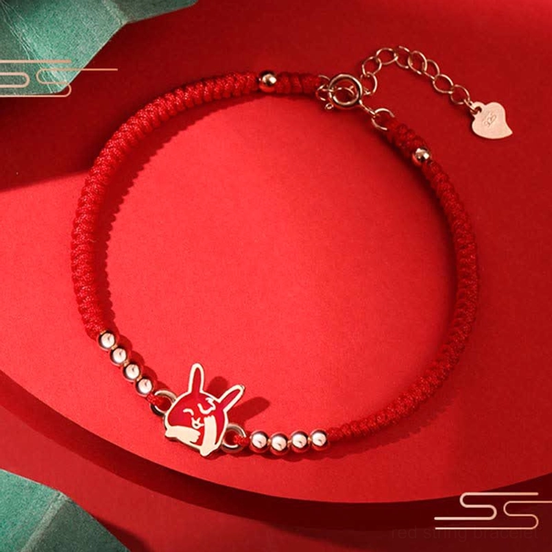 Chinese Zodiac Horse red string bracelet with enamel horse charm vitality energy