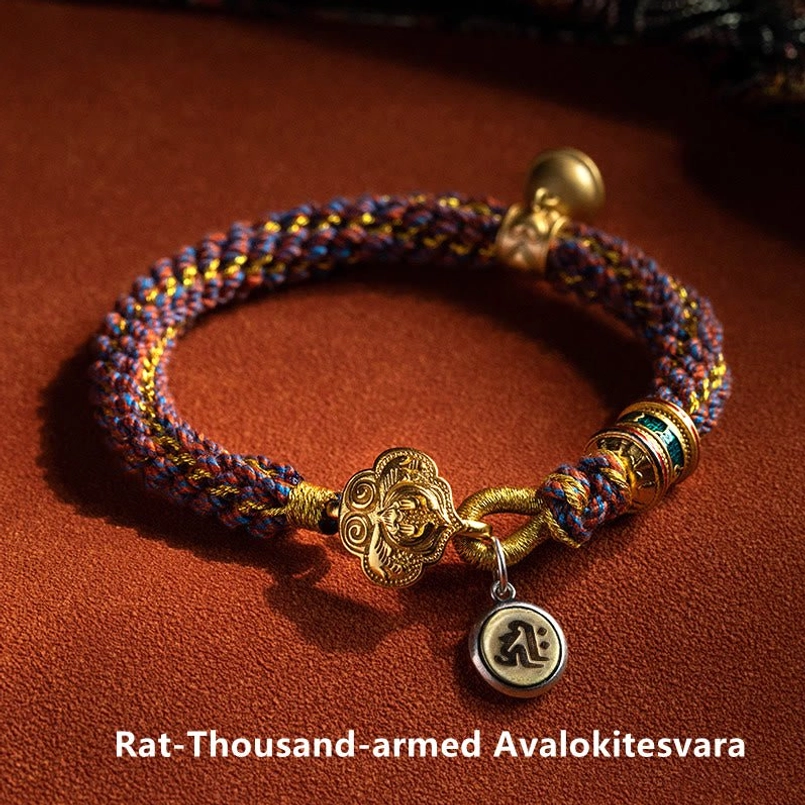 Zodiac Natal Buddha String Bracelet with Silver Charm - Detailed Product View