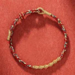 Handmade red and gold braided zodiac natal buddha protection bracelet with adjustable clasp