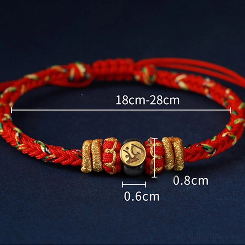 Chinese zodiac natal buddha red string bracelet wearable on wrist showing adjustable fit and comfort