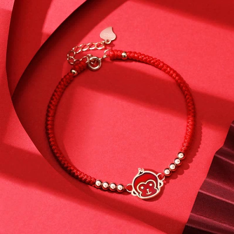 Chinese Zodiac Pig red string bracelet with enamel pig charm generosity compassion