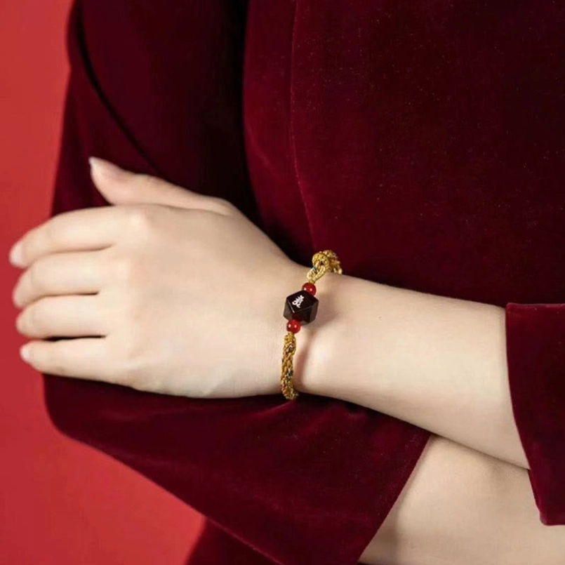Crossed Hands Display Of Chinese Zodiac Red String Bracelet