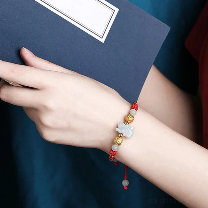 Chinese zodiac red string bracelet natural materials handmade jewelry