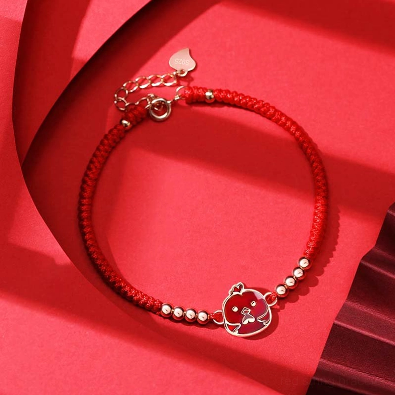 Chinese zodiac rooster red string bracelet hardworking courageous charm